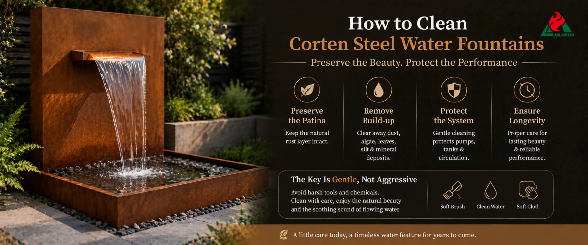 weathering steel water feature